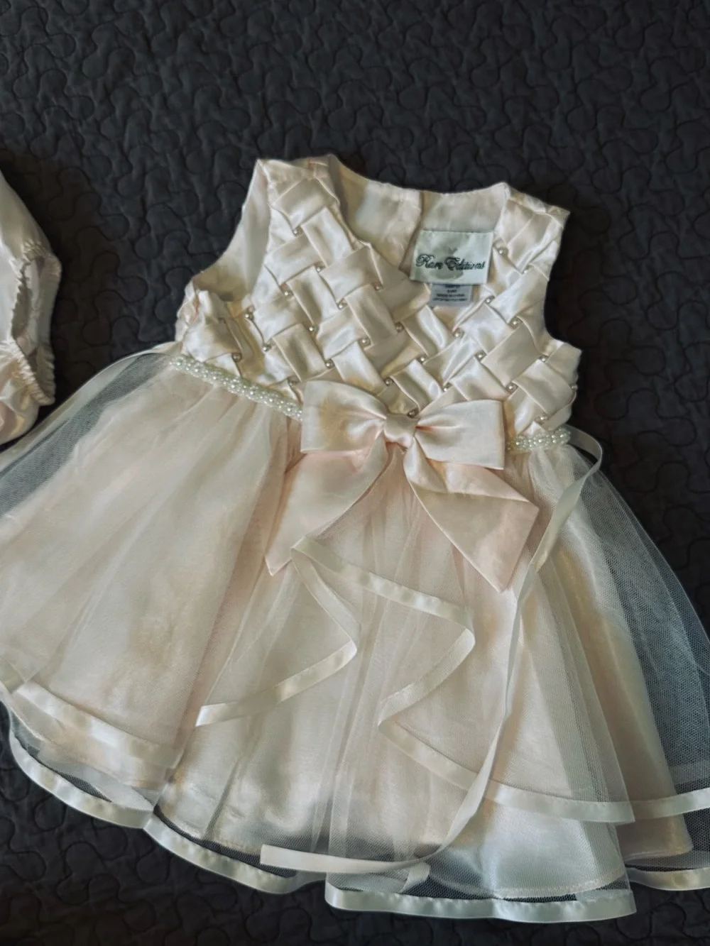 Rare Editions Pale Pink Party Dress with Bow